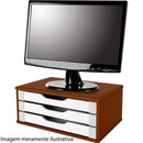 Suporte para monitor com 3 gavetas, tabaco e branco, 3345, Souza & Cia - CX 1 UN
