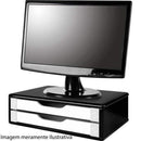 Suporte para monitor com 2 gavetas, Preto e Branco, Souza & Cia - CX 1 UN
